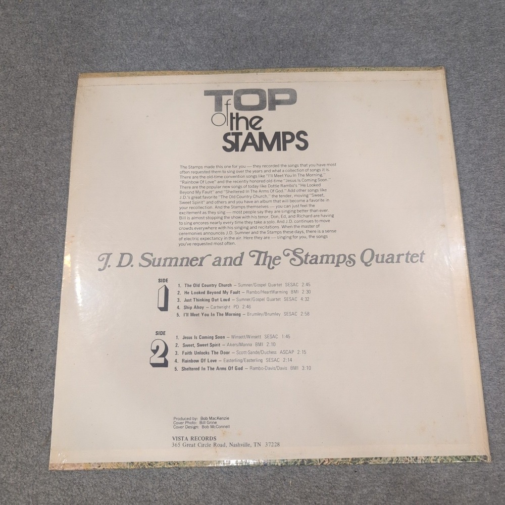 JD Sumner and The Stamps Quartet Top of the Stamps Vinyl LP Vista R1717 Gospel - Picture 2 of 2